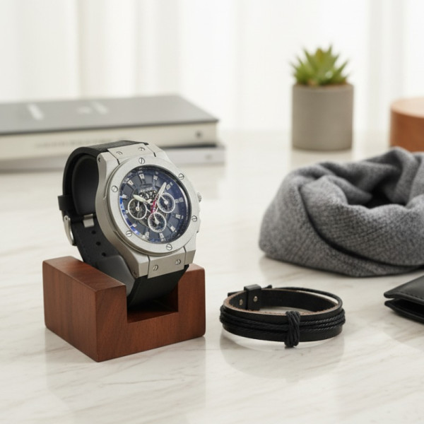 Стилен мъжки подарък – часовник и гривна в комплект 3