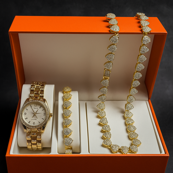 Луксозен комплект бижута - часовник, гривна и колие 16
