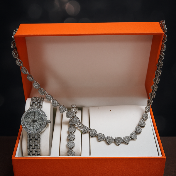 Луксозен комплект бижута - часовник, гривна и колие 18