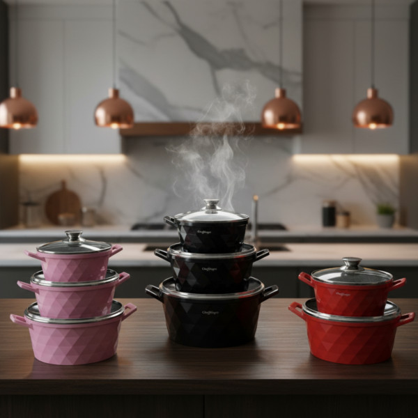 Висококачествен комплект 3бр касероли, Cheffinger – елегантност, здравина и удобство в кухнята