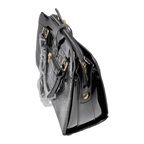 Луксозна лачена дамска чанта, имитираща крокодилски десен BAG43