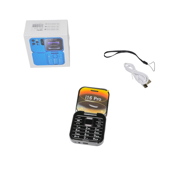 Сгъваем мобилен телефон i16 Pro – 2 SIM, камера, фенерче, FM радио