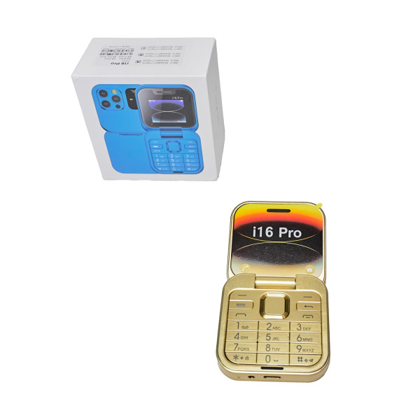 Сгъваем мобилен телефон i16 Pro – 2 SIM, камера, фенерче, FM радио