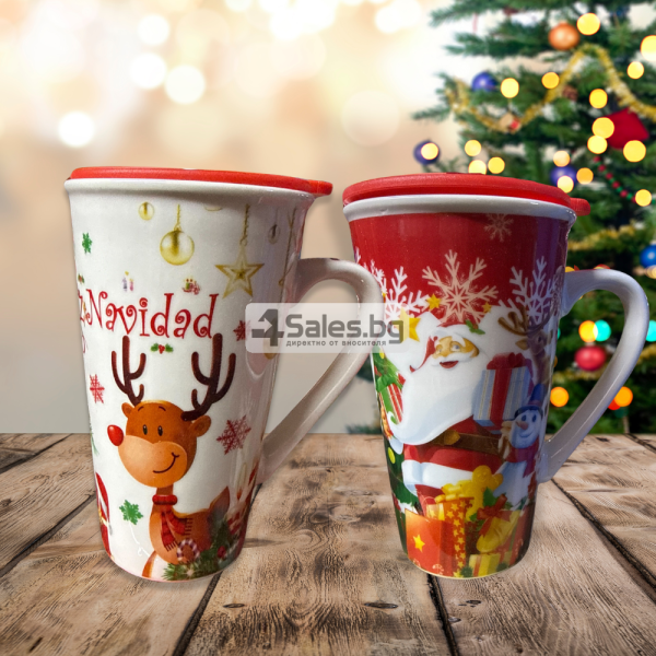 Коледна чаша с капак 15см SD88