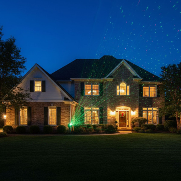 Лазерен прожектор за двор и фасада с 9 режима на светлина