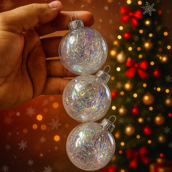 Прозрачни коледни топки с преливащ ефект