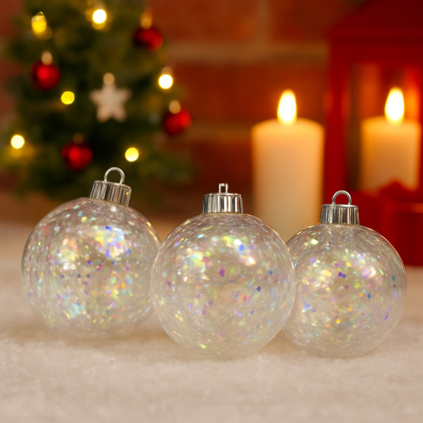 Прозрачни коледни топки с преливащ ефект 3