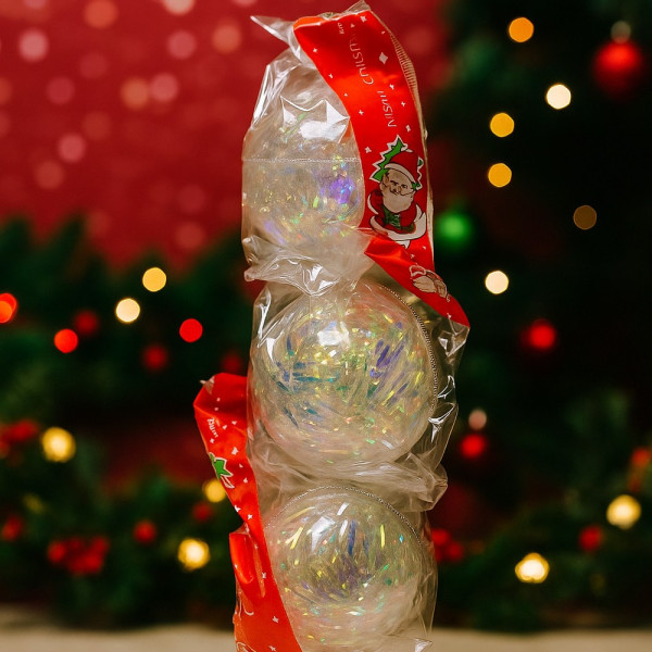 Прозрачни коледни топки с преливащ ефект