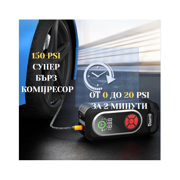 Стартер за кола с въздушен компресор 4в1 4 — 4sales Стартер за кола с въздушен компресор 4в1
