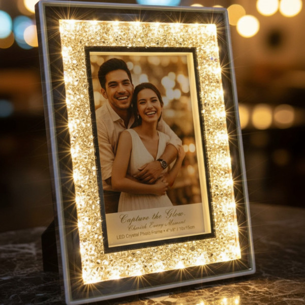 Кристална фоторамка с LED осветление и USB – блясък, който съживява спомените ти 3