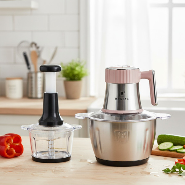 Многофункционален електрически кухненски чопър Beyers BH-2880 + Ръчен чопър с 3L стъклена купа 4