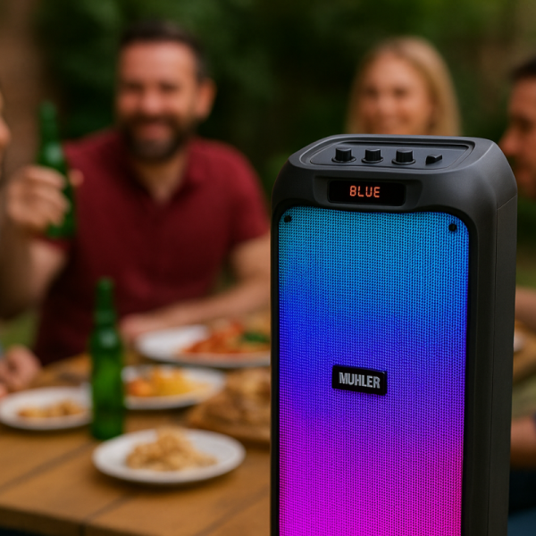 Активна тонколона Muhler MAX881R с два микрофона и дистанционно – мощен звук, без кабели и ограничения 2 — 4sales Активна тонколона Muhler MAX881R с два микрофона и дистанционно – мощен звук, без кабели и ограничения 2