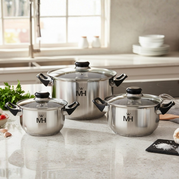 Комплект тенджери MC1855 – 6 части за подредена кухня и готвене без излишен хаос 1 — 4sales Комплект тенджери MC1855 – 6 части за подредена кухня и готвене без излишен хаос 1