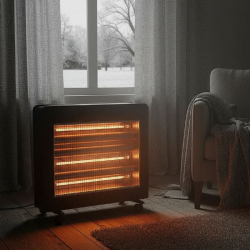 Отоплителна печка Rosberg R51972E с 4 кварцови реотана, 2400W – бързо, ефективно и безопасно отопление