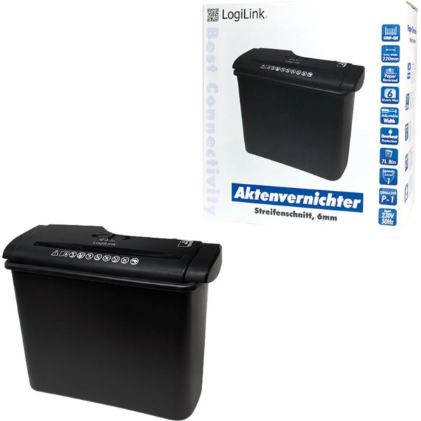 Шредер за хартия LogiLink „Aktenvernichter“ (Streifenschnitt 6 мм) с регулируема ширина, рязане на ленти, 7 литра контейнер 2