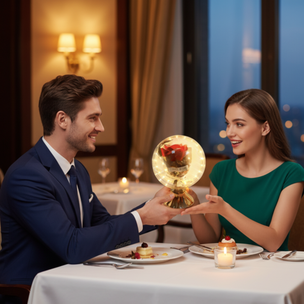 Лампа с роза и мека светлина – подарък, който остава и след празника