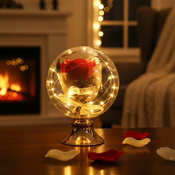 Лампа с роза и мека светлина – подарък, който остава и след празника