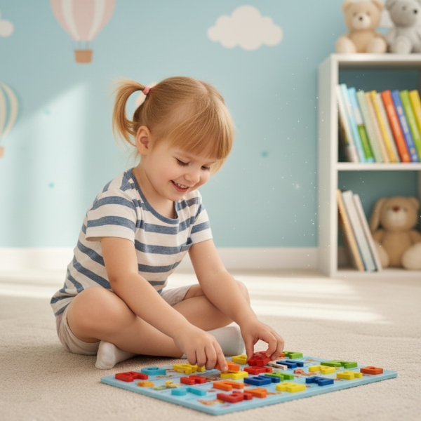 Дървена образователна дъска с руска азбука и животни