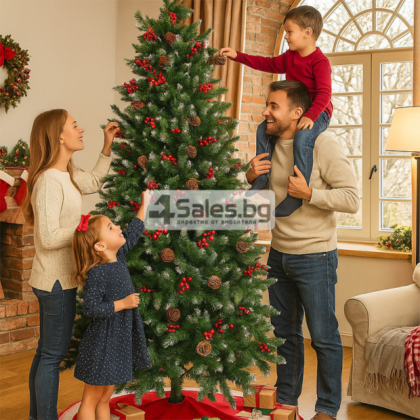 Изкуствена елха Luxury Diamond с червен глог и шишарки SD63 1