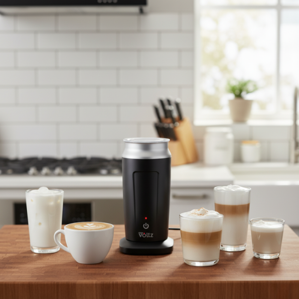 Уред за мляко Voltz OV51176A – 3 в 1: топла или студена млечна пяна и загряване, 500W, 240 мл, инокс корпус