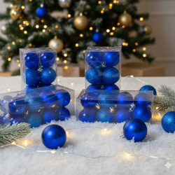 Коледни топки за украса, 24 броя  с кутия - SD36 — 4sales Коледни топки за украса, 24 броя  с кутия - SD36