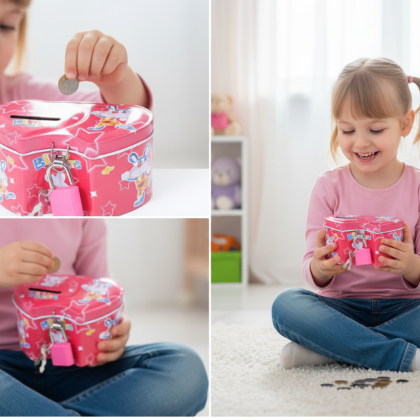 Детска метална касичка с катинарче – сигурно място за спестявания и чудесен подарък за дете 3 — 4sales Детска метална касичка с катинарче – сигурно място за спестявания и чудесен подарък за дете