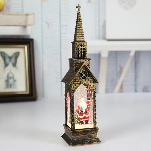 Вълшебна коледна кула с LED светлини и падащи снежинки