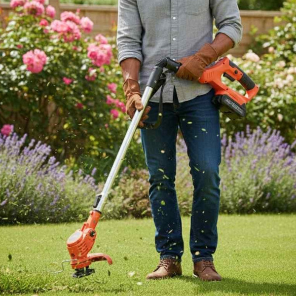 Телескопичен акумулаторен тример за трева 48V с две батерии – мощен, лек и без кабели