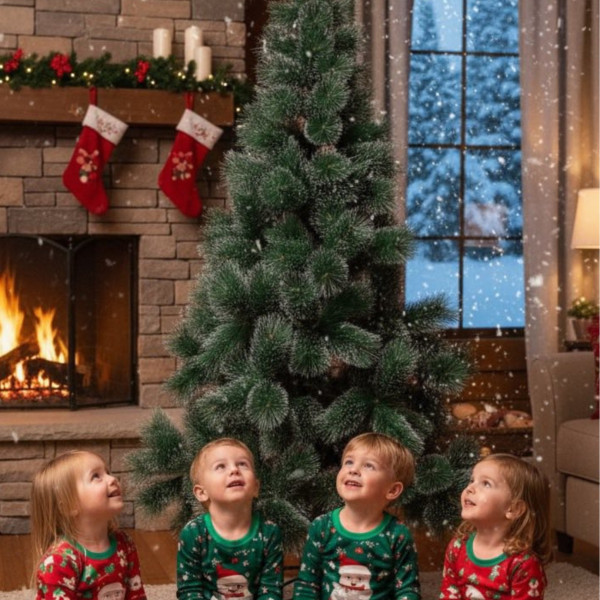 Коледна елха с бели, заскрежени връхчета SD42C