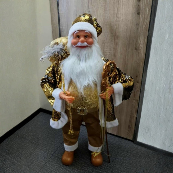 Луксозна коледна фигура Дядо Коледа в златно (50 / 70 / 90 см) 3