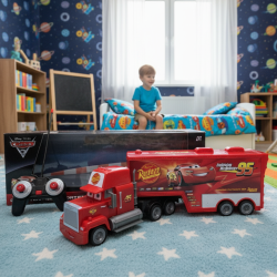 Радиоуправляем камион Mack Rust-eze Transporter с Мълнията Маккуин — 4sales Радиоуправляем камион Mack Rust-eze Transporter с Мълнията Маккуин