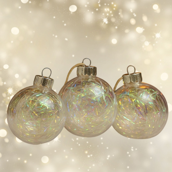 Прозрачни коледни топки с преливащ ефект 5