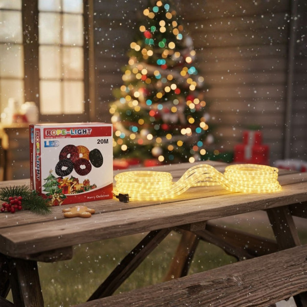 LED Коледен Маркуч за Украса 10м / 20м – Водоустойчиво Осветление за Фасади, Тераси и Градини 8