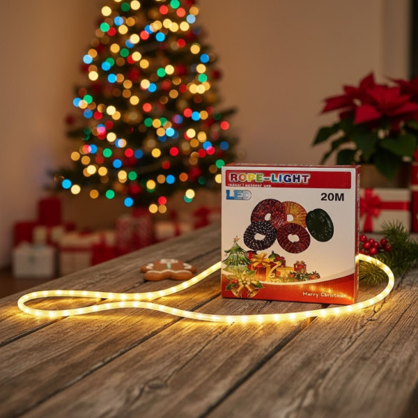 LED Коледен Маркуч за Украса 10м / 20м – Водоустойчиво Осветление за Фасади, Тераси и Градини