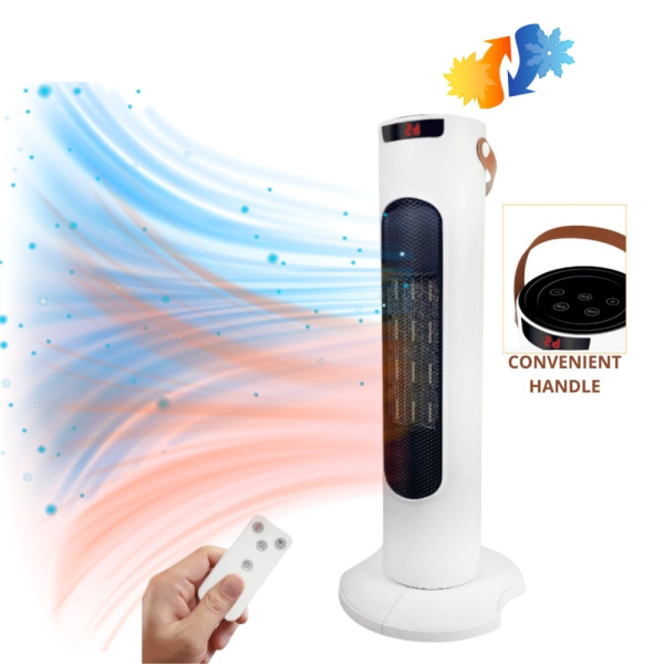 Вентилаторна печка 2-в-1 с керамичен нагревател, осцилация 60°, дистанционно и LED дисплей – 1500W