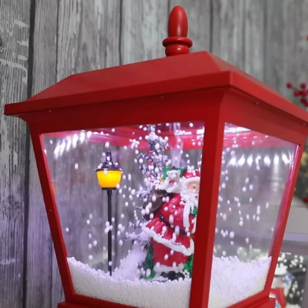 Декоративна коледна лампа с Дядо Коледа, падащ сняг и мелодии 5