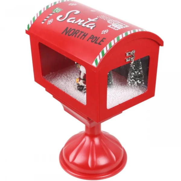 Музикална пощенска кутия „Santa North Pole“ с ефект на падащ сняг