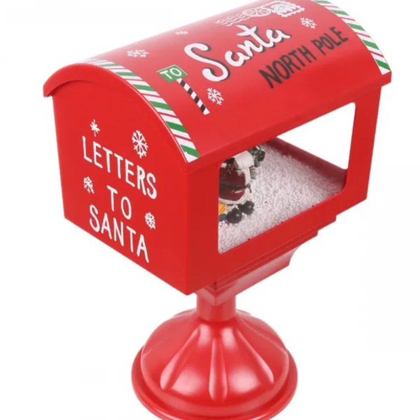 Музикална пощенска кутия „Santa North Pole“ с ефект на падащ сняг 4