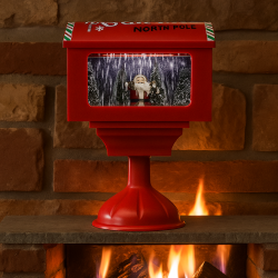 Музикална пощенска кутия „Santa North Pole“ с ефект на падащ сняг