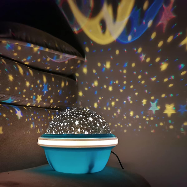 Цветна LED нощна лампа НЛО проектор със звездно небе, звезди и луна за детската стая и спокоен сън 2