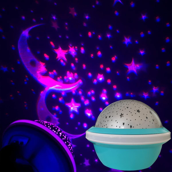 Цветна LED нощна лампа НЛО проектор със звездно небе, звезди и луна за детската стая и спокоен сън