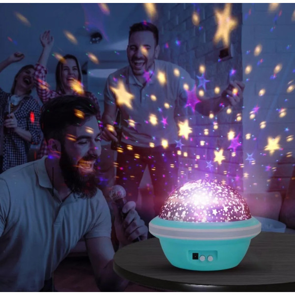 Цветна LED нощна лампа НЛО проектор със звездно небе, звезди и луна за детската стая и спокоен сън