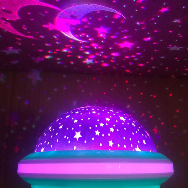 Цветна LED нощна лампа НЛО проектор със звездно небе, звезди и луна за детската стая и спокоен сън 5