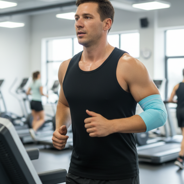 Удобен и дишащ еластичен бинт за облекчаване на болки и натоварвания в лакътя Elbow Support