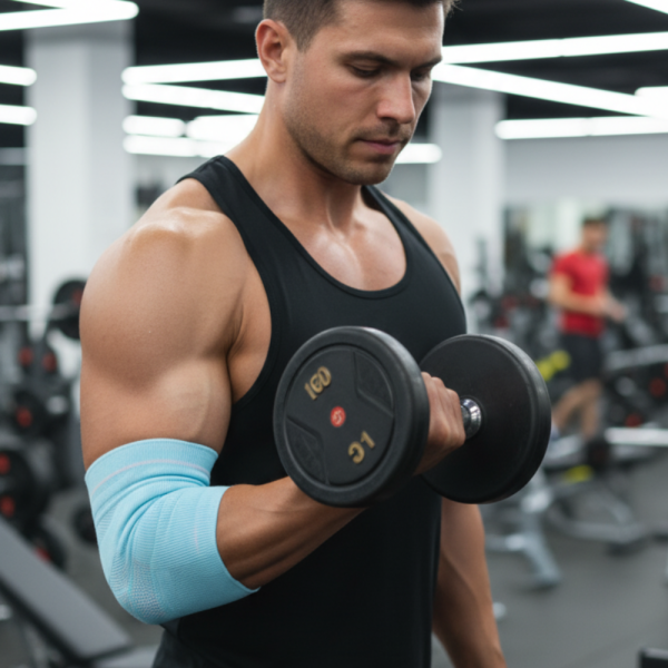 Удобен и дишащ еластичен бинт за облекчаване на болки и натоварвания в лакътя Elbow Support 5