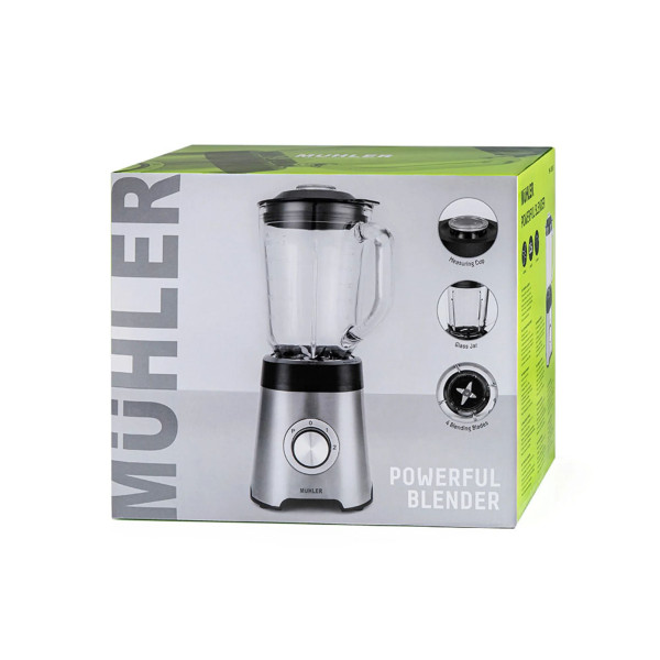 Блендер Muhler MB-555SG – 500W, 1.5 л, стъклена кана 10