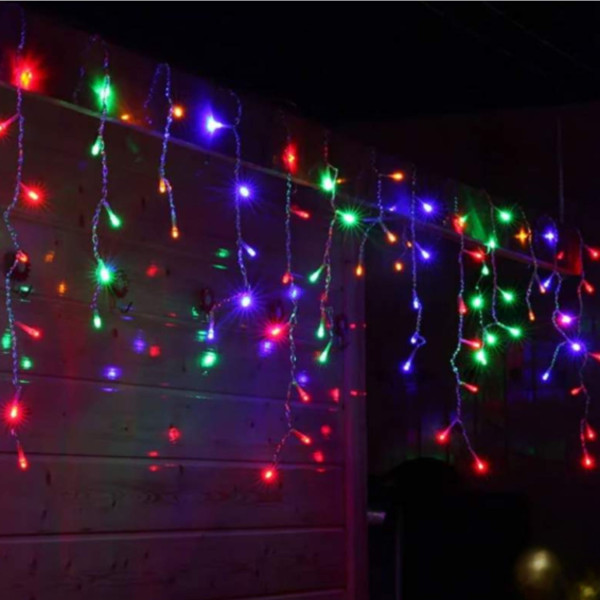 Коледна украса LED ресни 12 метра – водоустойчива инсталация с 8 режима на светене, идеална за дома, градината и оградата 2