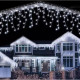 Коледна украса LED ресни 12 метра – водоустойчива инсталация с 8 режима на светене, идеална за дома, градината и оградата 5