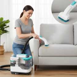 Портативна прахосмукачка с пара – 2 в 1 мокро и сухо почистване на мебели, дивани и килими, 1700W