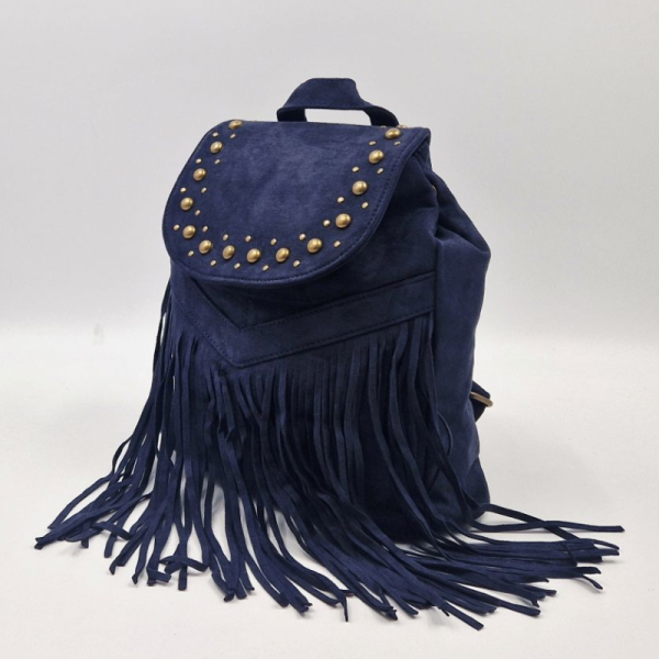 Велурена дамска раница с ресни и метални нитове – бохо стил и практичност 12